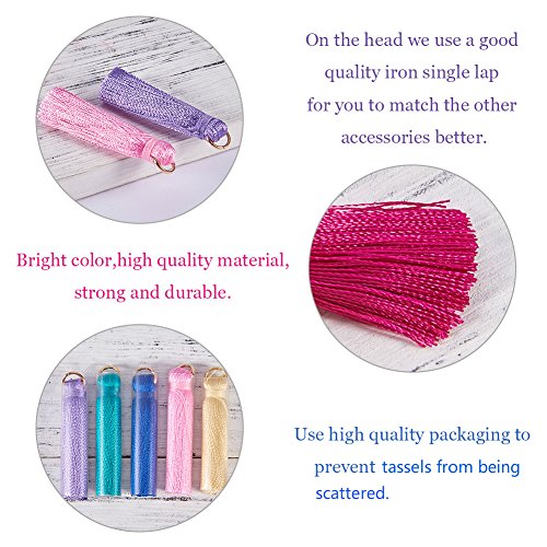 NBEADS 78 borlas Suaves y sedosas de Colores Surtidos Hechas a Mano con Lazos para Llavero y Correas para teléfono móvil, Accesorios de Bricolaje