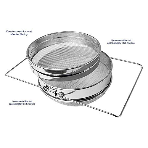 NBSXR Tamiz de Miel de Doble tamiz de Acero Inoxidable, Altamente Resistente al óxido, Filtro de Malla para Equipos de Apicultura, para Vino de Abeja/Miel/harina/Jugo