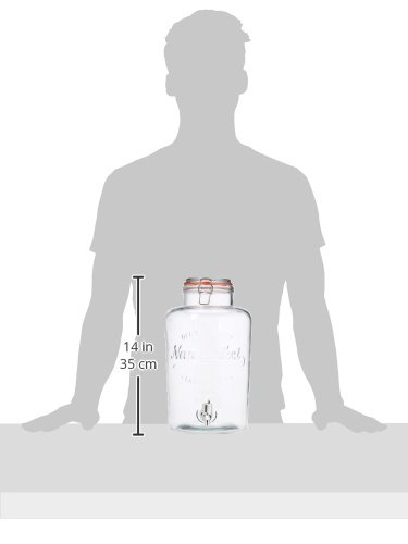 NERTHUS FIH 099 - Dispensador 8 litros, dispensador de bebidas de vidrio con grifo, Cristal, 30.26 cm