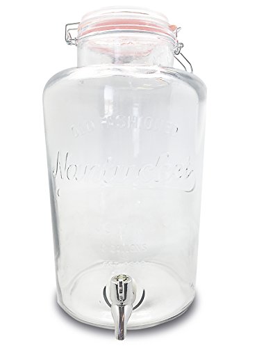 NERTHUS FIH 099 - Dispensador 8 litros, dispensador de bebidas de vidrio con grifo, Cristal, 30.26 cm