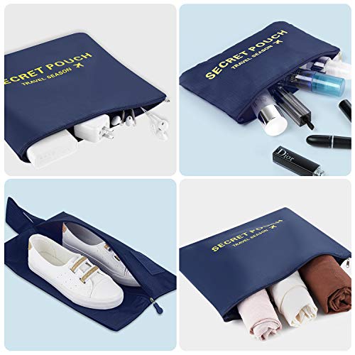 Newdora 7 en 1 Set de Organizador de Equipaje Viaje con Bolsa de Zapato,Impermeable Organizador de Maleta Bolsa para Ropa Sucia de Viaje, Portatrajes de Viaje, Material Nylon, Azul Oscuro