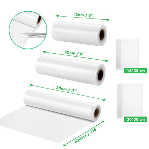 Newdora Rollos para Envasadora Sellador de Vacío, Bolsas Vacio Alimentos, Bolsas de Vacío Profesionales, para la Conservación de Alimentos, para Cocina 28 * 600cm (2 SET)