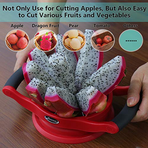 Newness Cortador de Manzanas, acero inoxidable pelador de manzanas con 8 afilaron la lámina serrada, la manija ergonómica del apretón y la base plástica