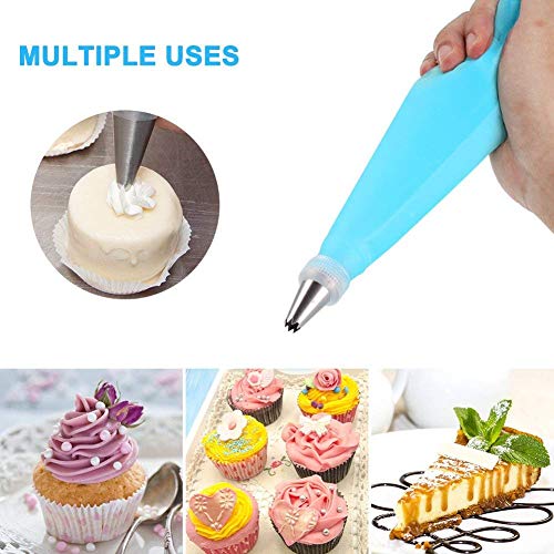 NEXGADGET Boquillas para Manga Pastelera Kits de 62pcs Incluyendo Boquillas Reutilizables de Acero Inoxidable Bolsos de Manga, Raspadores de Pastel, etc. para Decoración de Pasteles