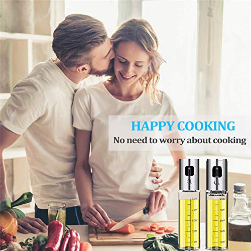 Nifogo Oil Sprayer,Pulverizador de vinagre y aceite,Aceite de oliva de Acero Inoxidable Botella de Vidrio para Herramienta,Dispensador de condimentos Ideal y portátil para Barbacoa/Cocina Diurna
