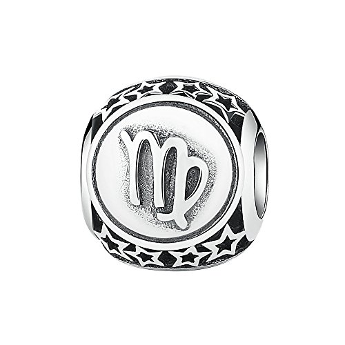 NINGAN Signo del Zodiaco de Plata de Ley 925 Colgantes Pandora, Pulseras Europeos Compatible (Earth Sign Virgo)