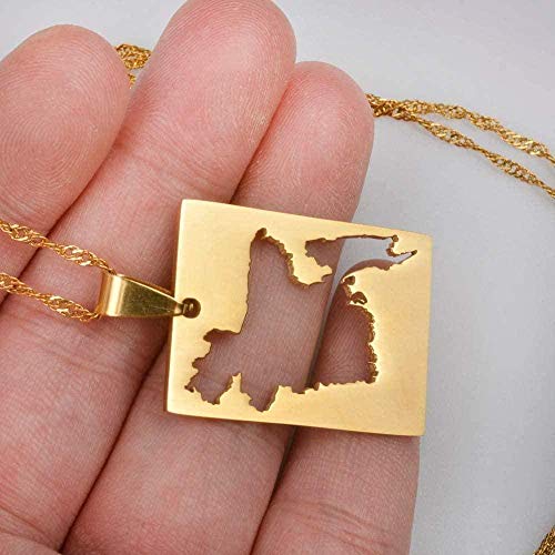 niuziyanfa Co.,ltd Colgante de Mapa bengalí y Collar Fino Joyas de Color Dorado Mapas de Bangladesh de bengalí