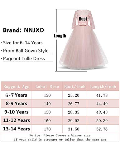NNJXD, Niñas,reunión muy concurrida, bordado, baile de graduación, vestido, princesa, vestido de novia tamaño（130） 7-8 años Púrpura