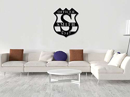 No brands - Placa de metal para colgar en interiores o exteriores (35,5 cm), diseño de letrero de metal personalizado para sheriff, regalo de oficial de policía, insignia de policía, regalos de policía, regalos de policía