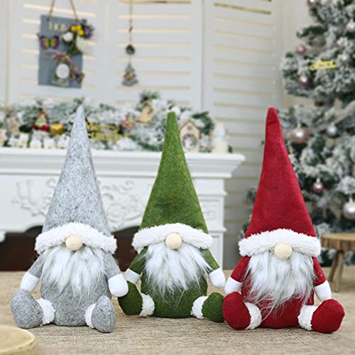 NOENNULL Decoración navideña sin Rostro, figurillas Decorativas navideñas Figuras Sentado Papá Noel Tema parado Ángel navideño decoración estatuilla Sombrero de Invierno Bufanda