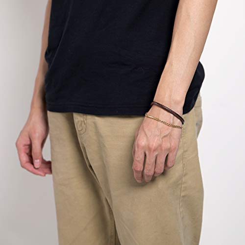 Nombres Grabados 20cm Cadenas de Cordones Entretejidos Cuero Moreno Corchete Mosquetón Masculino Femenino de Regalo Cadena Corta para Manos Pulseras Modernas Hip Hop Rock