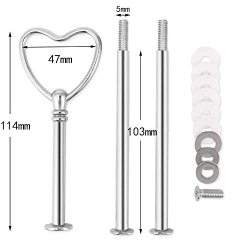 Nsiwem Accesorios de Soporte para Pastel Corazon 5 Kits Barras de Soporte para Placas de Pastel Cake Plate Fittings Metal Barra Expositor Soporte para Tartas(Plata)