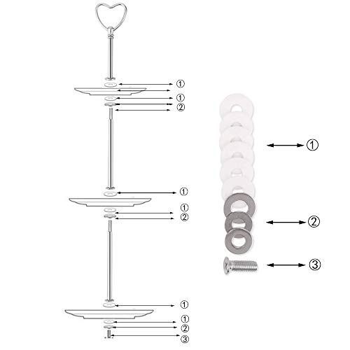 Nsiwem Accesorios de Soporte para Pastel Corazon 5 Kits Barras de Soporte para Placas de Pastel Cake Plate Fittings Metal Barra Expositor Soporte para Tartas(Plata)