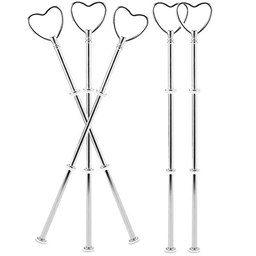 Nsiwem Accesorios de Soporte para Pastel Corazon 5 Kits Barras de Soporte para Placas de Pastel Cake Plate Fittings Metal Barra Expositor Soporte para Tartas(Plata)