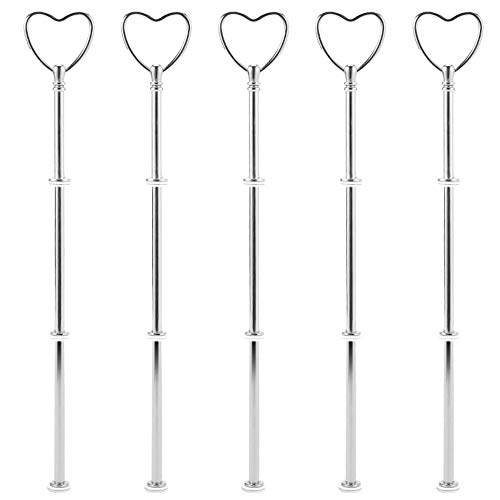 Nsiwem Accesorios de Soporte para Pastel Corazon 5 Kits Barras de Soporte para Placas de Pastel Cake Plate Fittings Metal Barra Expositor Soporte para Tartas(Plata)