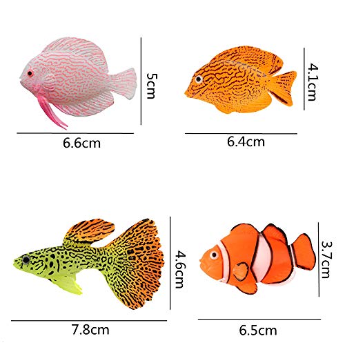 NUMAMA 4 Piezas de Peces Artificiales para decoración de Acuario, decoración Colorida para paisajes, Adorno Flotante