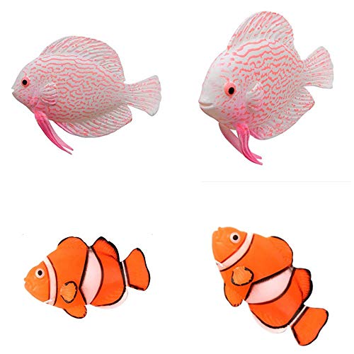 NUMAMA 4 Piezas de Peces Artificiales para decoración de Acuario, decoración Colorida para paisajes, Adorno Flotante