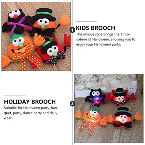 NUOBESTY 4 Unids Led Halloween Broche Pin Felpa Fieltro Calabaza Murciélago Gato Rojo Alfileres de Solapa Personalidad Pechera Boutonniere para Niños