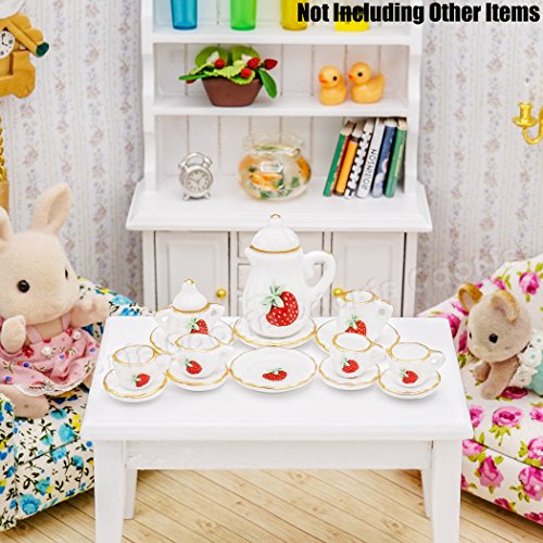 Odoria 1/12 Miniatura 15PZ Conjunto de Tazas de Té Porcelana Cocina Accesorio para Casa de Muñecas