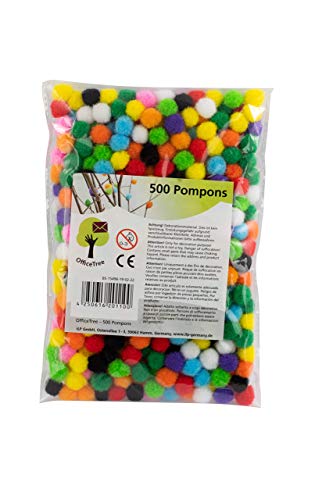 OfficeTree 500 Pompones Manualidades - Pompones de Colores Manualidades - Gran Diversión para Niños y Adultos Decoración Costura DIY Party - Ø Aprox. 0,4 Pulgadas 10 mm