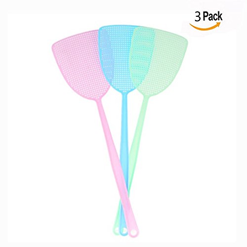 OFKPO 3 Piezas Matamoscas Pest Control - Raqueta matamoscas (Verde+Azul+Rosa)