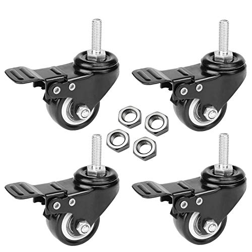 OK5STAR 1.5"Rueda giratoria de PU giratoria Rueda giratoria de PU con bloqueo de freno para trabajo pesado 400 kg 4 piezas