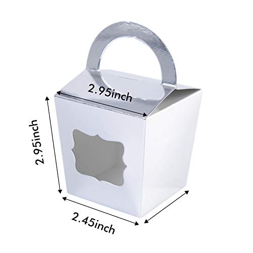 One More - Cajas individuales para cupcakes con asa y ventana de PVC (24 unidades) plata