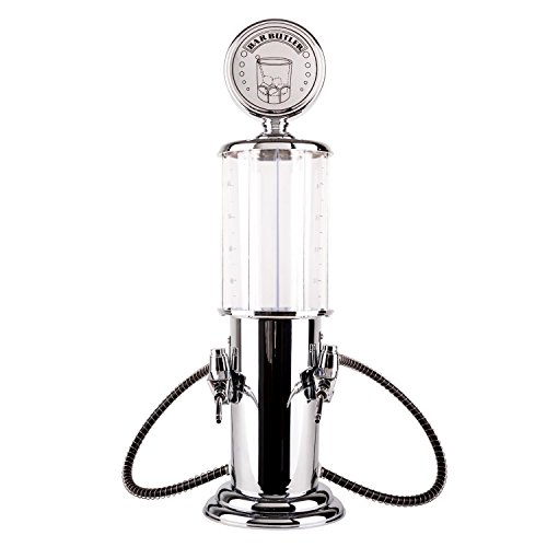 Oneconcept Dispensador de Bebidas Aspecto de dispensador de Gasolina, 2 x 450 ml, Plateado