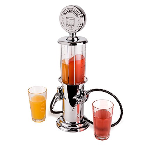 Oneconcept Dispensador de Bebidas Aspecto de dispensador de Gasolina, 2 x 450 ml, Plateado