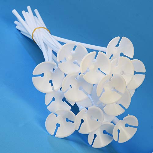 OnePine 50 Piezas Globo Palos con Copas para Fiesta y Boda Decoraciones,32CM Blanco