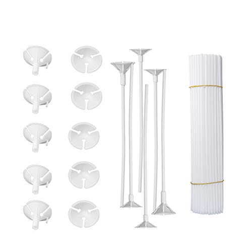 OnePine 50 Piezas Globo Palos con Copas para Fiesta y Boda Decoraciones,32CM Blanco