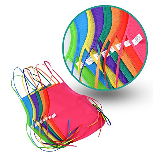 Onepine 8 Piezas 8 Colores Tela Delantales Pintura Delantales Art Smock para la Cocina, Aula, Actividad de pintura (8 PCS)
