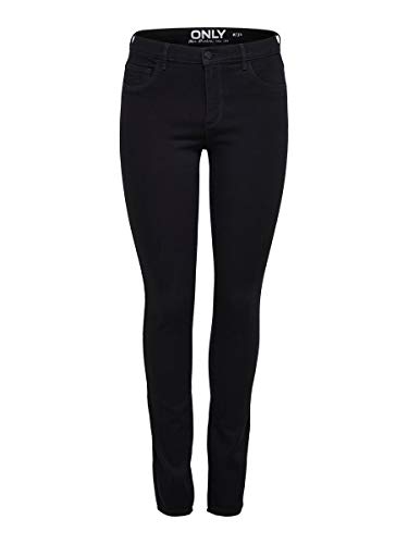 Only Onlrain Reg Skinny Jeans Cry6060 Vaqueros, Black Denim, 38W / 30L para Mujer