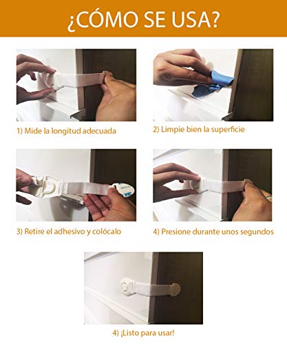 OnlyBP Cerraduras de seguridad para niños, 10 uds cierre seguridad cajones bebe, kit seguridad bebe y seguridad puertas, cajones, armarios y ventanas niños