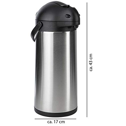 ONVAYA® Airpot Jarra de Bomba | 5 litros | Jarra de vacío | Termo | Dispensador de Bebidas | Acero Inoxidable Mate | Cafetera | Doble Pared