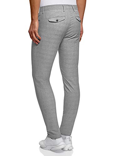 oodji Ultra Hombre Pantalones Clásicos con Pinzas, Gris, 48
