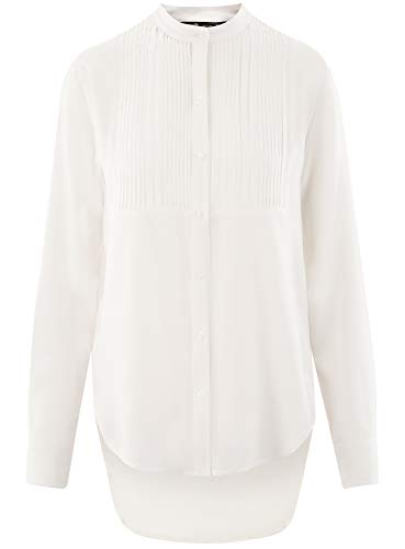 oodji Ultra Mujer Blusa de Viscosa con Espalda Larga, Blanco, ES 44 / XL