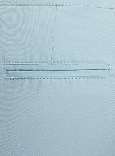 oodji Ultra Mujer Pantalones Chinos con Cinturón, Azul, ES 44 / XL