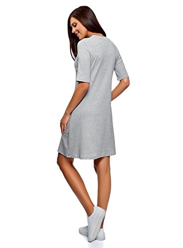 oodji Ultra Mujer Vestido Acanalado de Silueta en A, Gris, ES 38 / S
