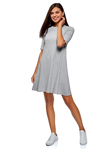 oodji Ultra Mujer Vestido Acanalado de Silueta en A, Gris, ES 38 / S