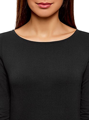 oodji Ultra Mujer Vestido de Punto Básico, Negro, ES 36 / XS