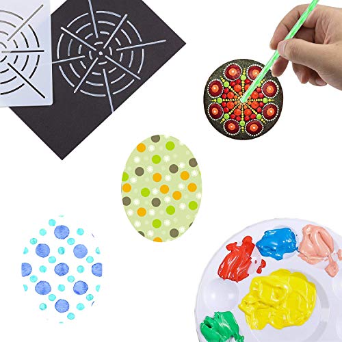 OOTSR 19 piezas juego de herramientas de pintura, herramientas de puntos de mandala para pintura rupestre, patrón de madera, arte de pared, manualidades para niños, diseño de uñas