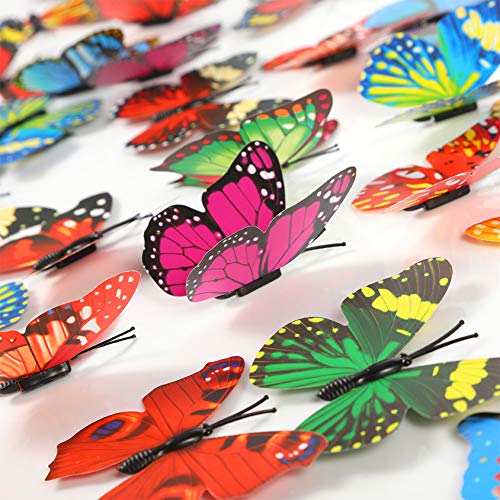 Opopark 200 Piezas Etiquetas Engomadas Mariposas, Adhesivo de Pared Mariposas Extraíble Color 3D para Decoración Casera de Bricolaje, Habitación de Bebé