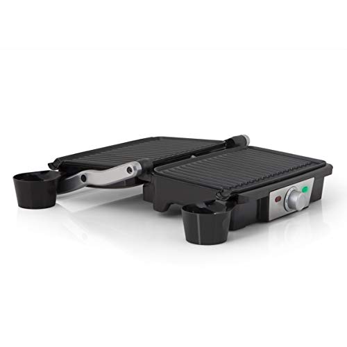 Orbegozo GR 3800 - Grill- parrilla eléctrica con placas abatibles 180°, superficie antiadherente, tapa basculante adaptable al grosor, 1500 W de potencia