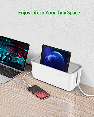 ORICO-Caja para Cables, Caja Cables, Caja Organizadora Cables- Regletas, Cargadores, Adaptadores, Alargadores y Otros Accesorios- Gris y Blanco