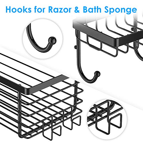 Oriware Adhesivo Negro Estantes Cesta para Ducha Estanteria Organizador Baño SUS304 Acero Inoxidable Sin Taladro - 3 Piezas