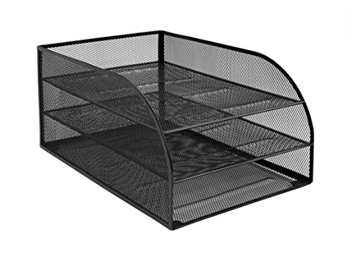 Osco 3TLTA-BLK - Bandeja para cartas de 3 niveles de malla metálica montada, color negro