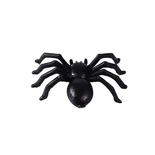 Oumij Araña Falsa, 50 Piezas 2 cm Pequeños Juguetes de Araña de Imitación de Plástico Negro Halloween Broma Divertida Broma Accesorios Realistas para Accesorios de Broma de Halloween