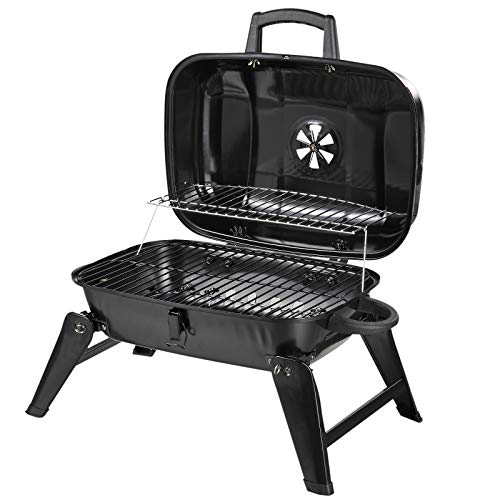 Outsunny Barbacoa de Carbón Portátil al Aire Libre Parilla de Carbón Plegable Barbacoa de BBQ Vegetal Tamaño Compacto Facil Llevar para Exterior Acampada 59x43x36cm