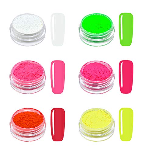 Ownest 12 Cajas Pigmento de uñas en polvo, Color fluorescente colorido Pigmentos de uñas Polvo Brillo de uñas Gradiente Decoración iridiscente de uñas